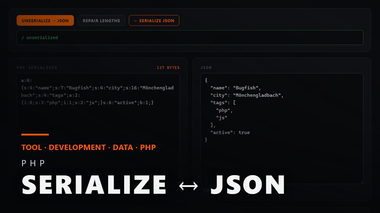 PHP Serialize ↔ JSON