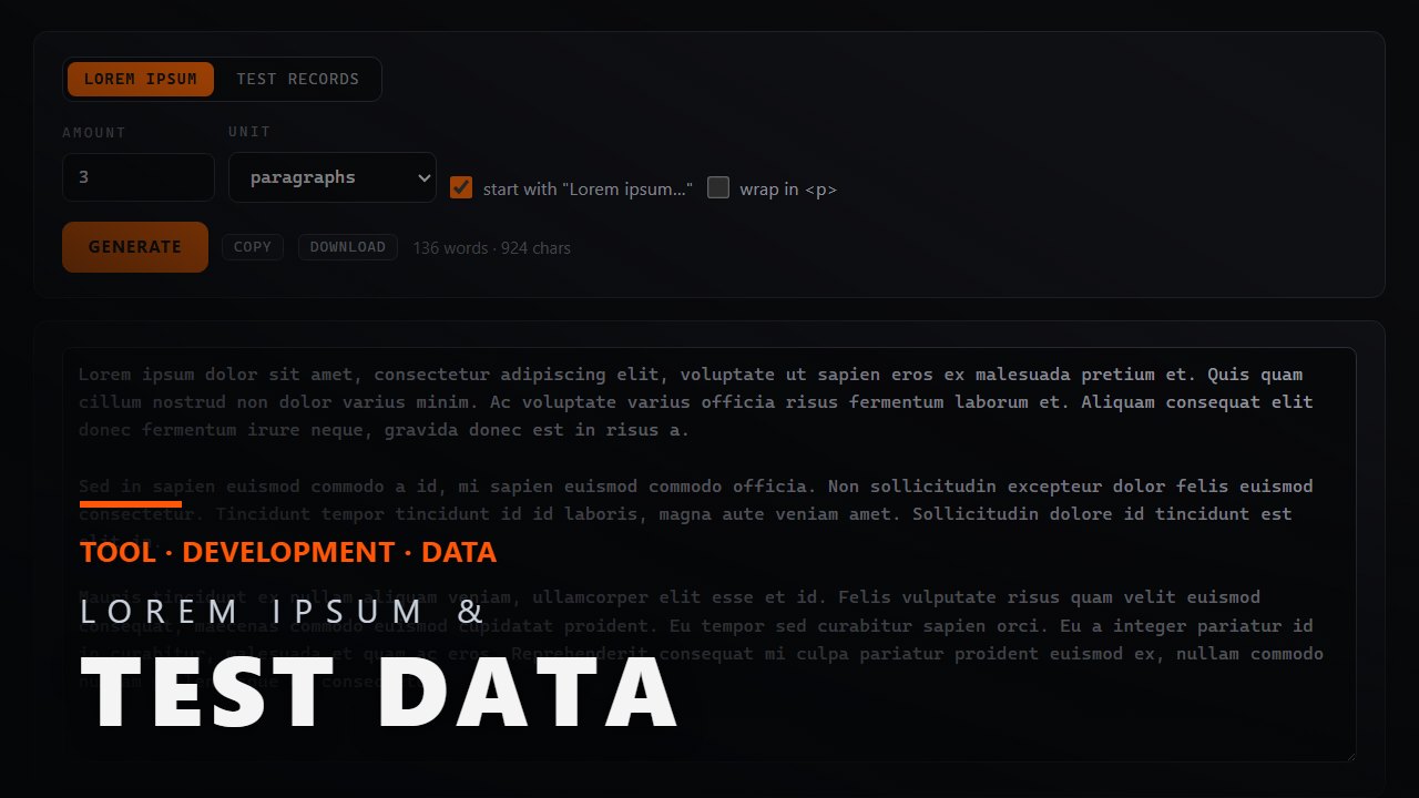 Lorem Ipsum & Test Data
